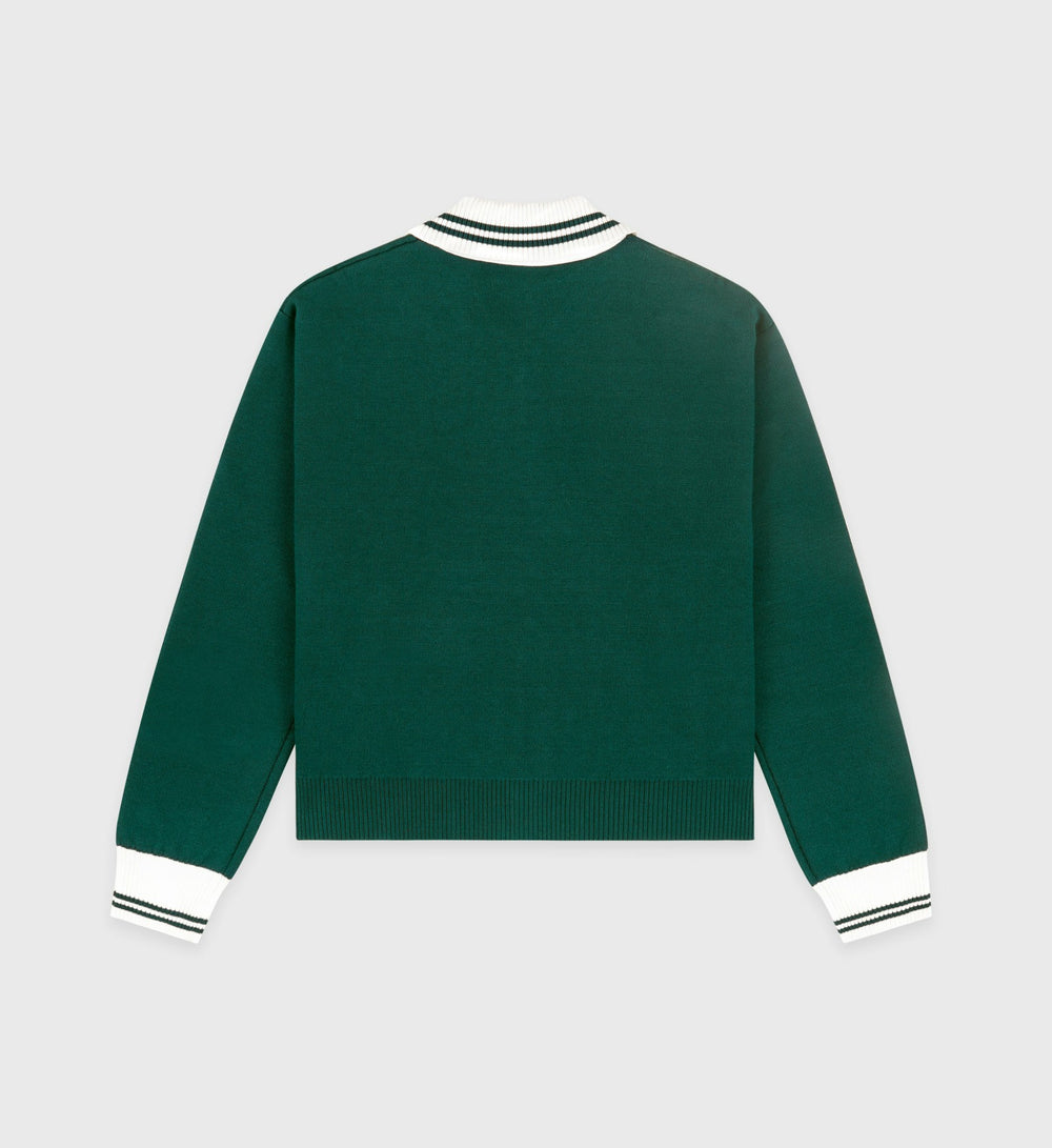 Crown Tennis Zipped Cardigan - Alpine/White Sporty & Rich For Sale