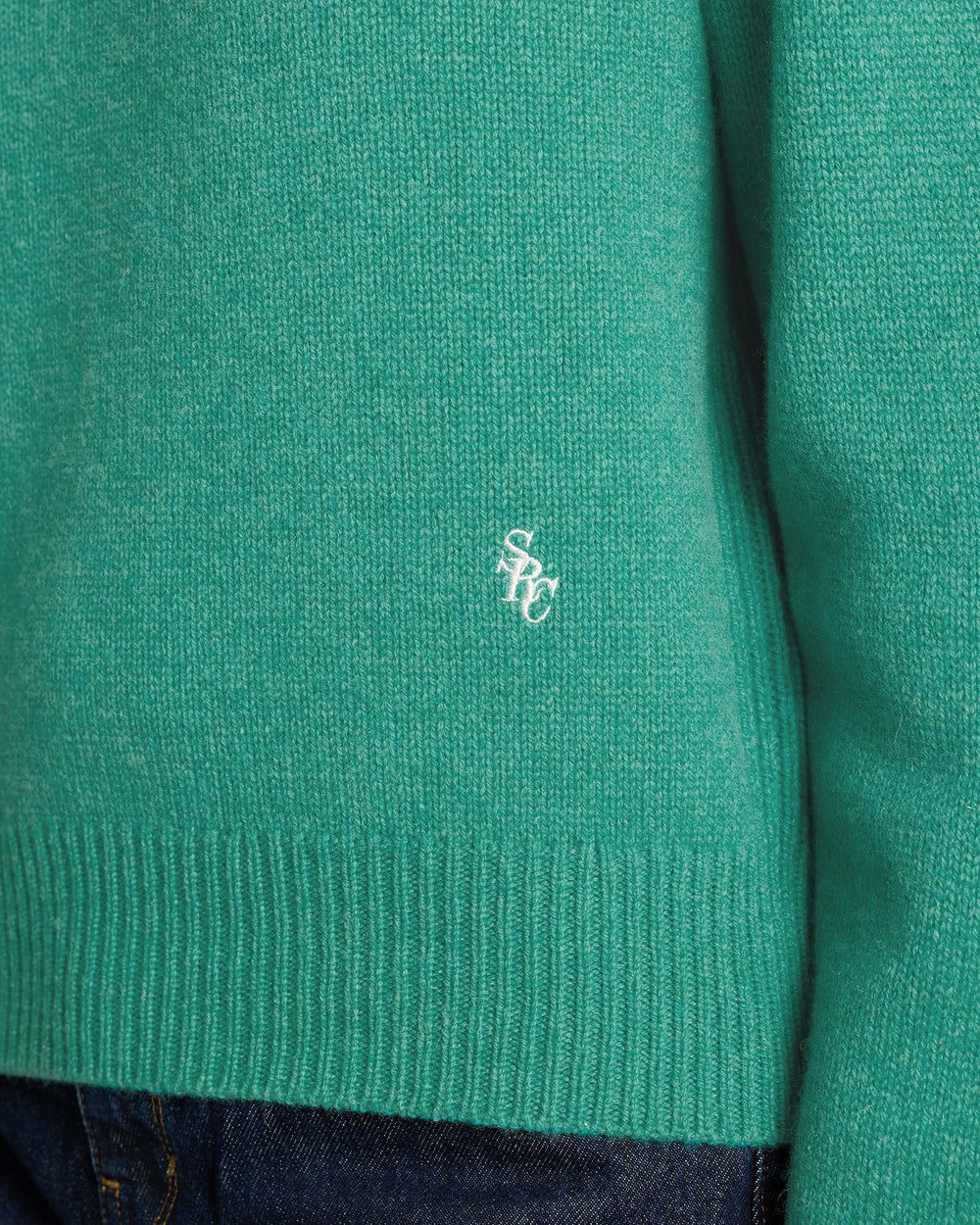 SRC Wool Crewneck - Spring Green/White Sporty & Rich Outlet