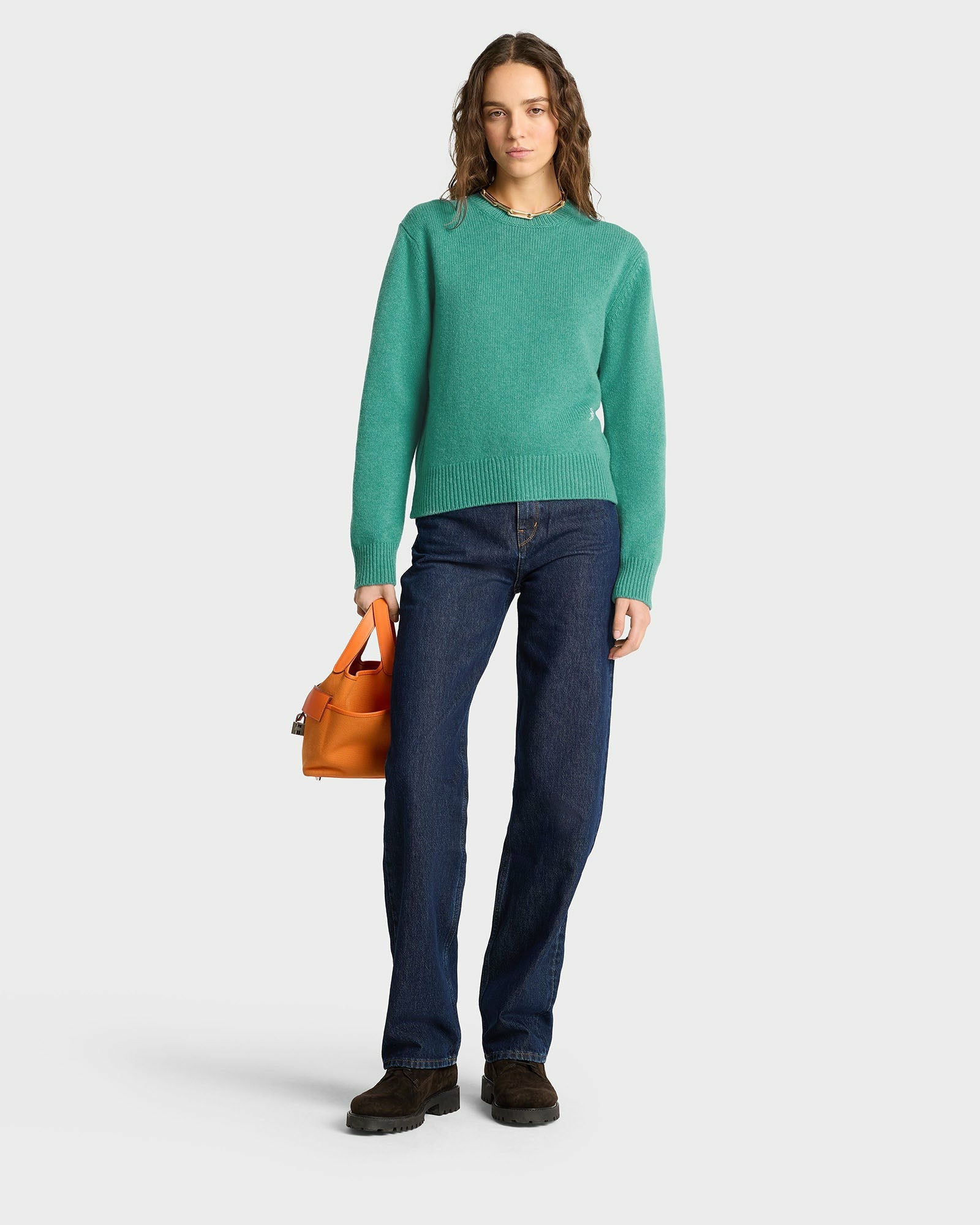 SRC Wool Crewneck - Spring Green/White Sporty & Rich Outlet