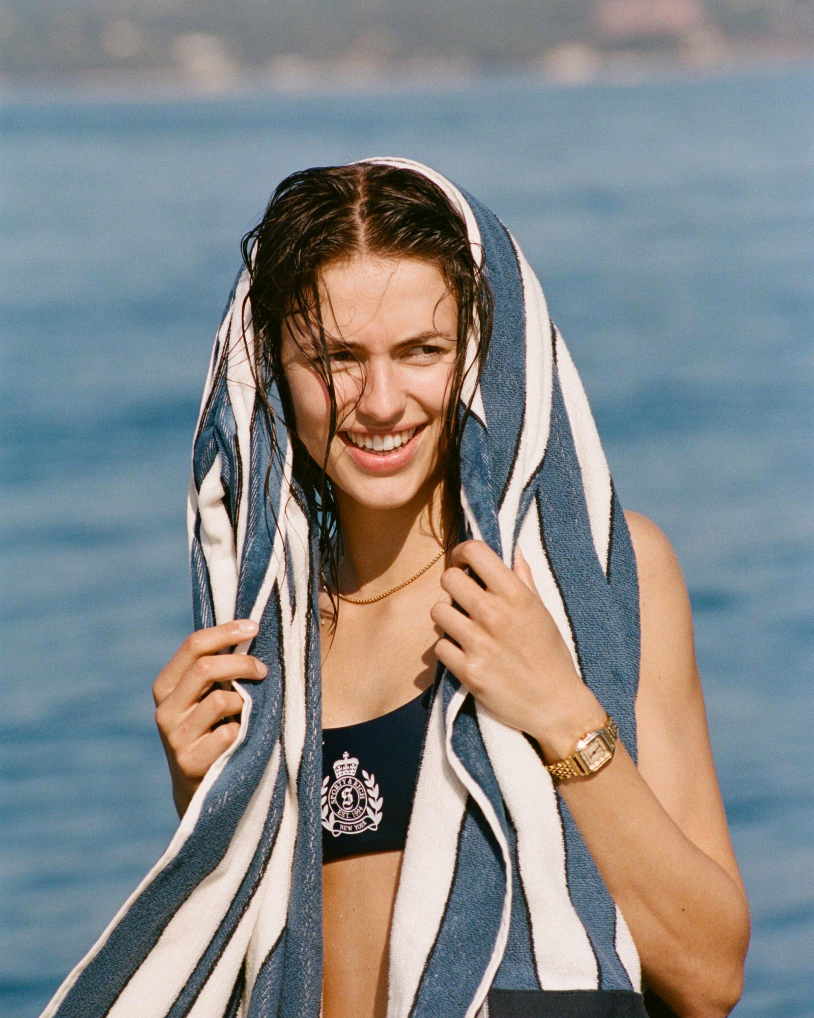 NY Crest Claudia Bikini Top - Light Navy/White Sporty & Rich Online