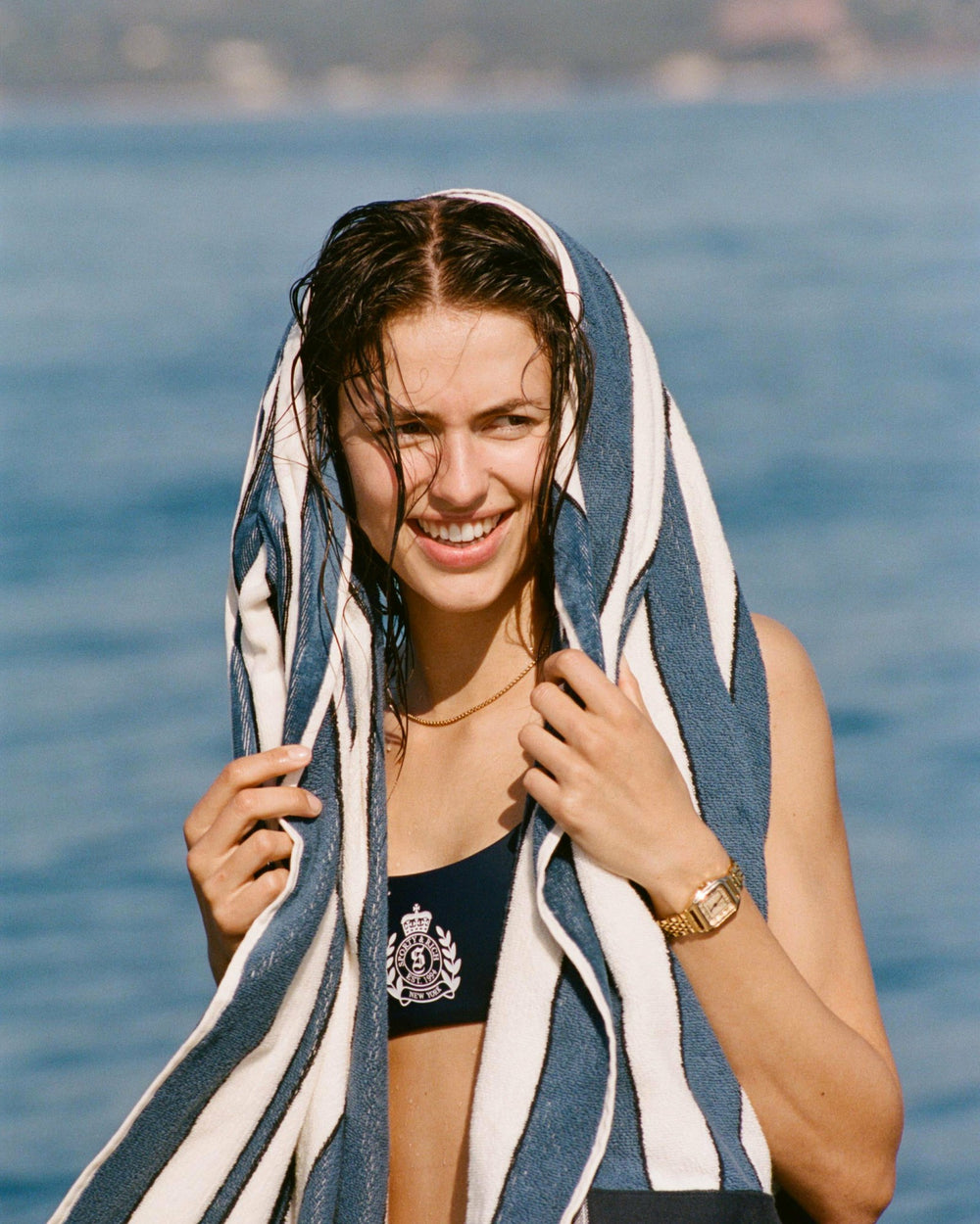 NY Crest Claudia Bikini Top - Light Navy/White Sporty & Rich Online