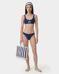 Signature Logo Claudia Bikini Bottom - Light Navy/White Sporty & Rich Discount