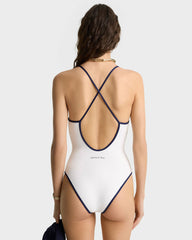 Eden Crest One Piece Swimsuit - White/Navy Sporty & Rich Online