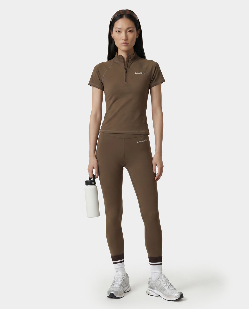 Serif Logo SS Sports Quarter Zip - Sand Sporty & Rich Discount