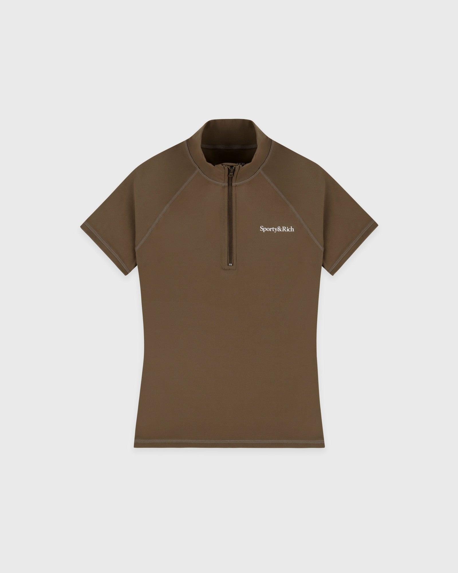 Serif Logo SS Sports Quarter Zip - Sand Sporty & Rich Discount
