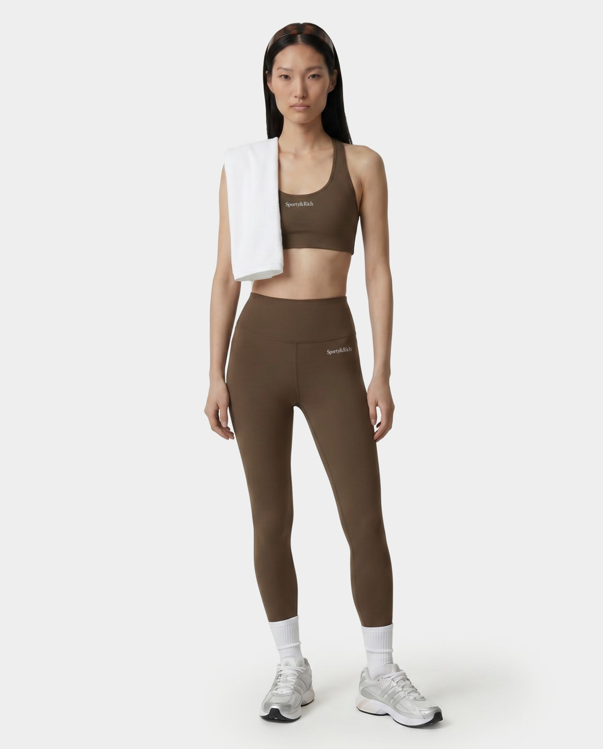 Serif Logo Legging - Sand Sporty & Rich For Sale