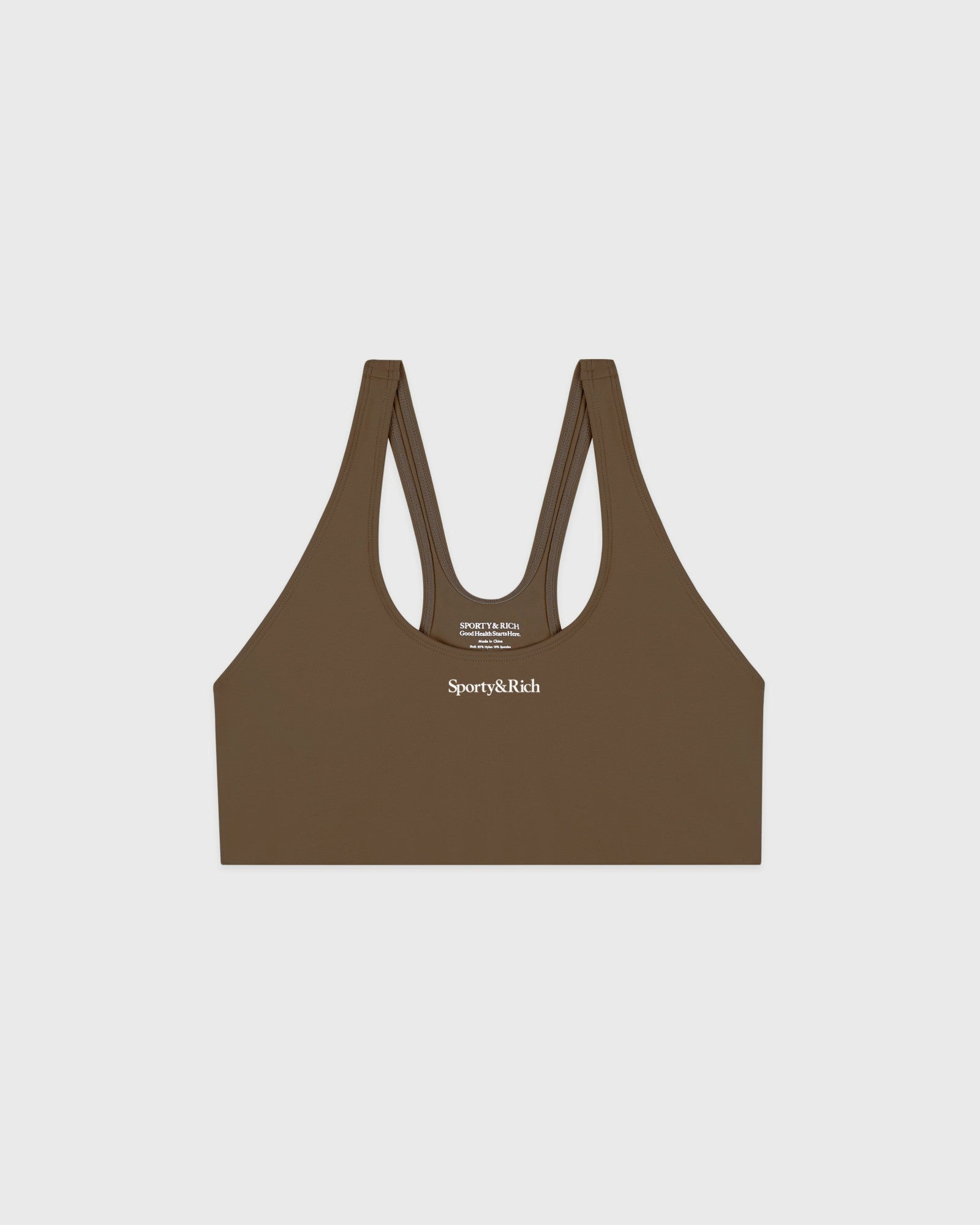 Serif Logo Sports Bra - Sand Sporty & Rich Outlet