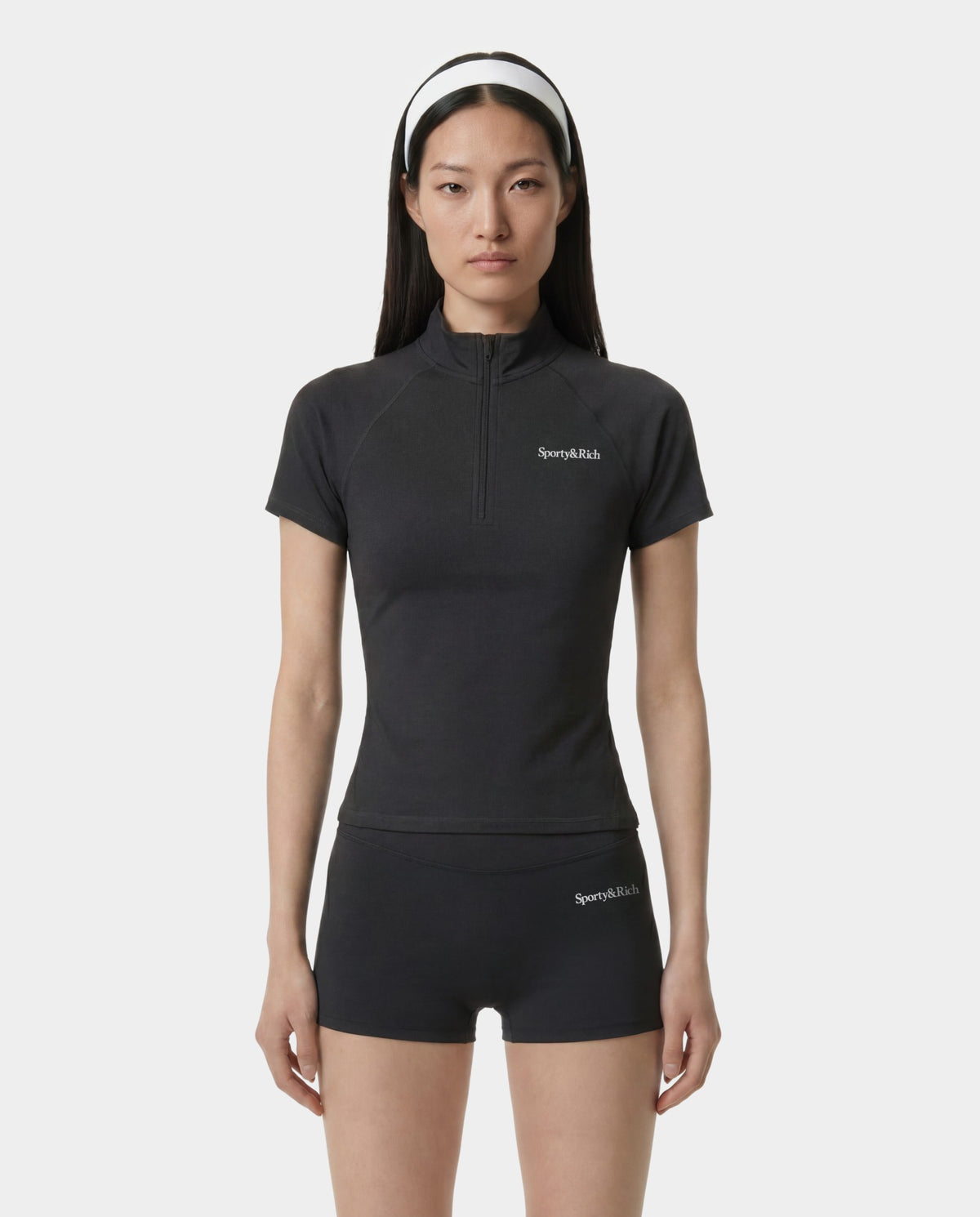 Serif Logo SS Sports Quarter Zip - Carbon Sporty & Rich US