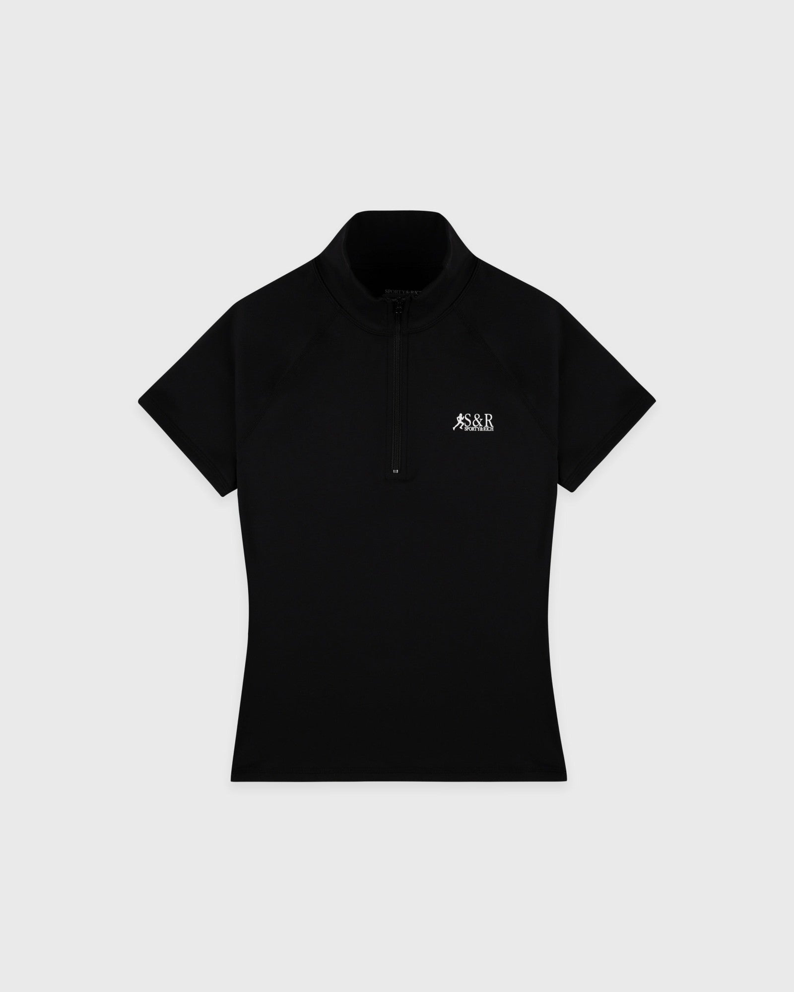SR Runner Short Sleeve Sports Quarter Zip - Black/White Sporty & Rich Discount