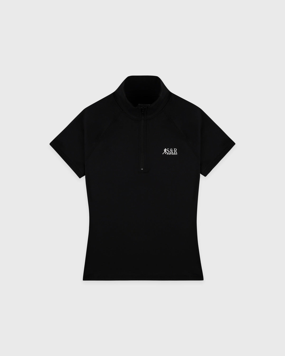 SR Runner Short Sleeve Sports Quarter Zip - Black/White Sporty & Rich Discount