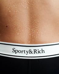 Serif Logo Biker Short - Black/White Sporty & Rich Outlet