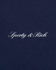 Signature Logo Sports Quarter Zip - Navy Sporty & Rich US