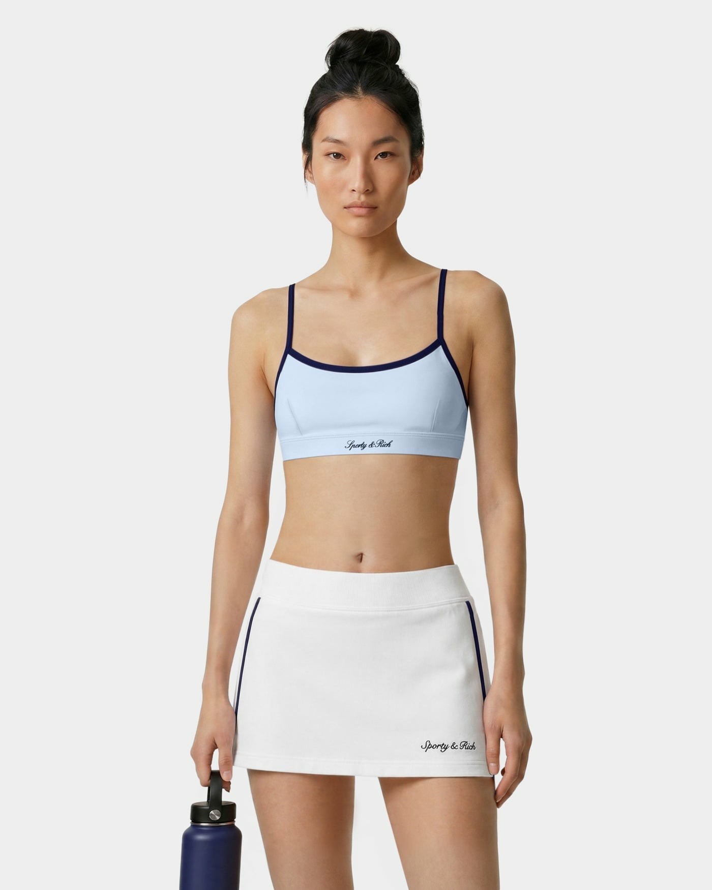 Signature Logo Athletic Bra - Ciel/Navy Sporty & Rich For Sale