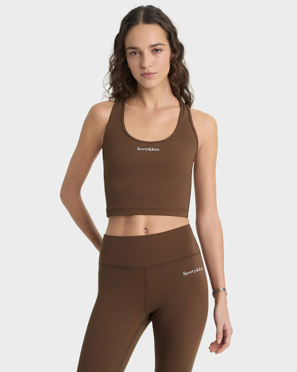Serif Logo Sports Tank - Toffee/White Sporty & Rich Outlet
