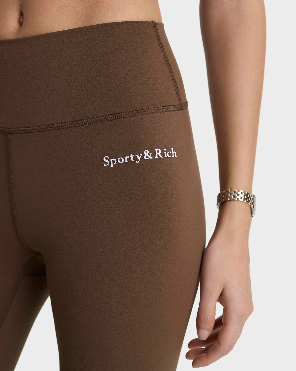 Serif Logo Legging - Toffee/White Sporty & Rich US