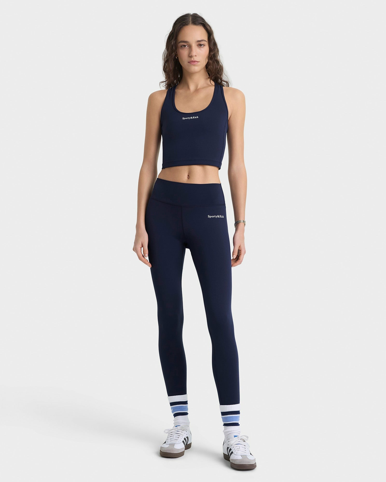 Serif Logo Sports Tank - Navy/White Sporty & Rich Discount