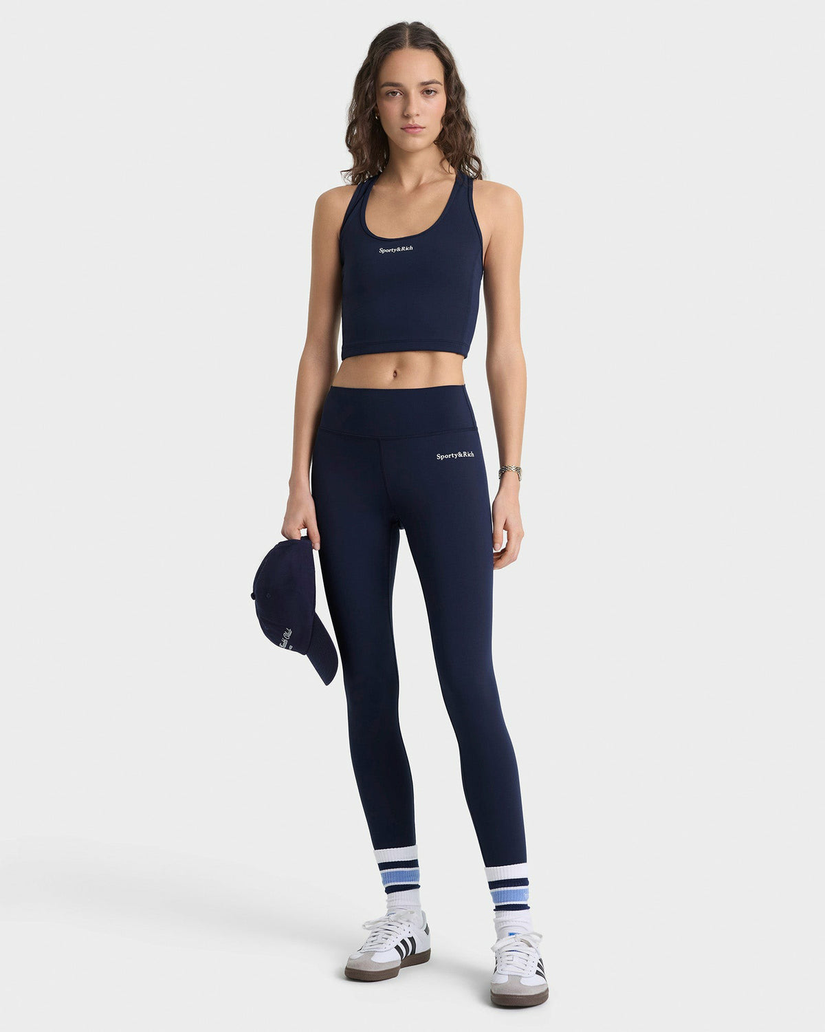 Serif Logo Legging - Navy/White Sporty & Rich For Sale