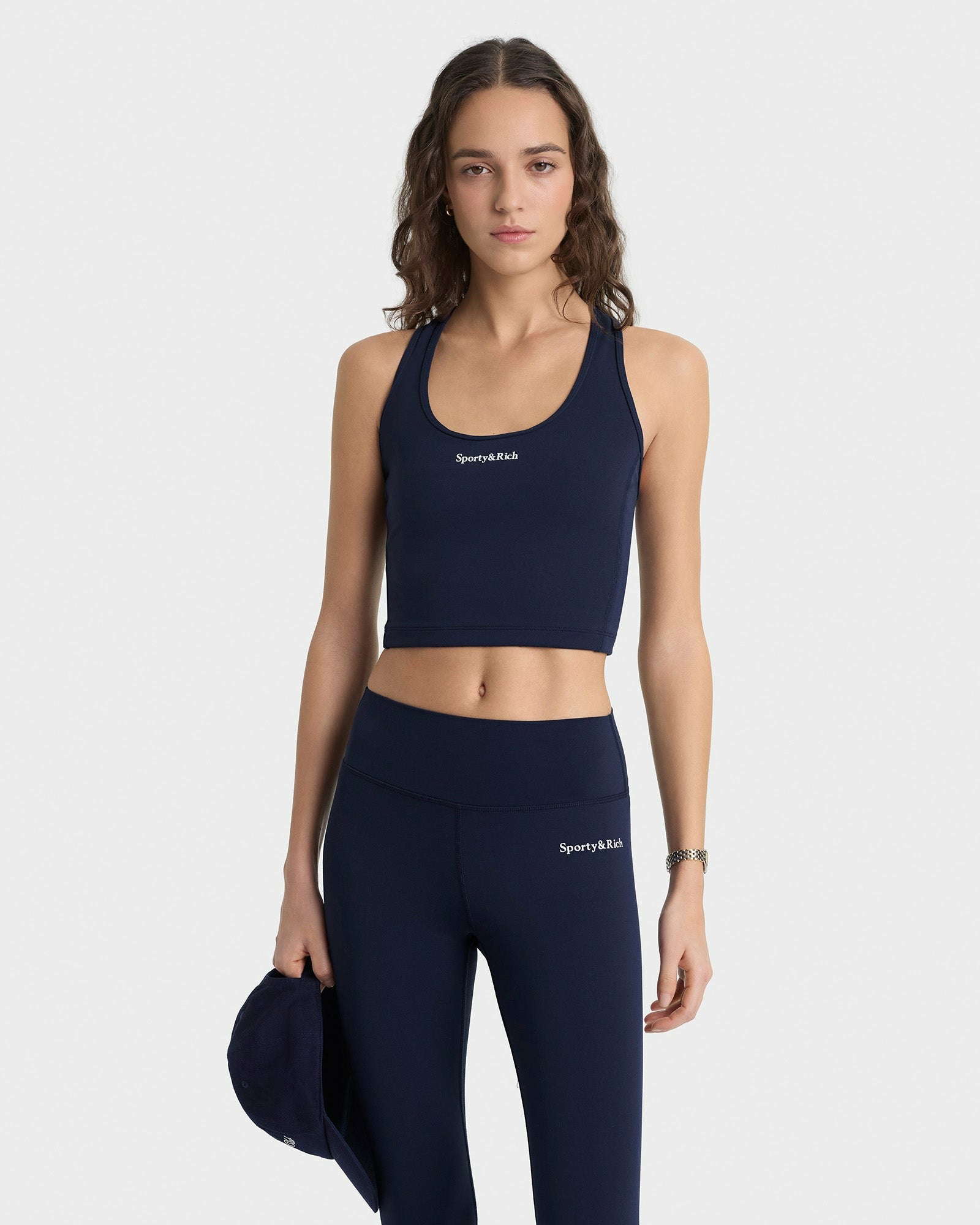 Serif Logo Legging - Navy/White Sporty & Rich For Sale