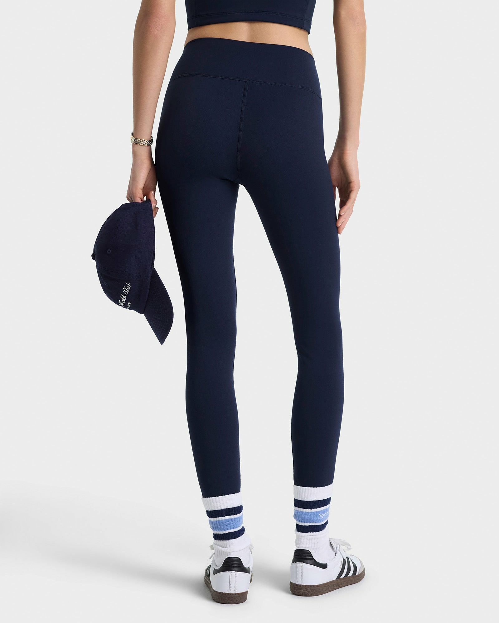 Serif Logo Legging - Navy/White Sporty & Rich For Sale