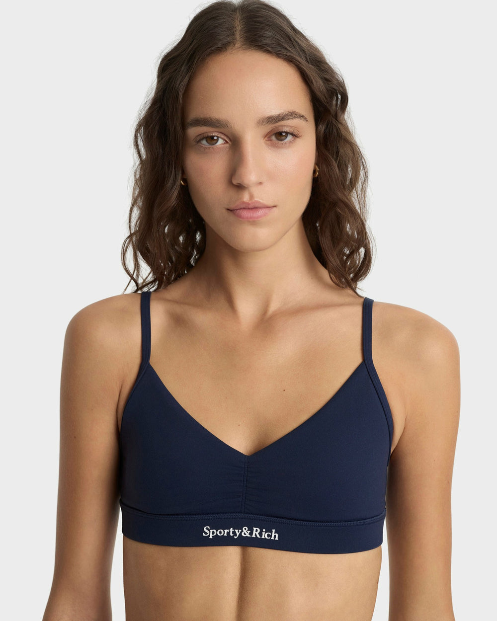 Serif Logo Mini Sports Bra - Navy/White Sporty & Rich Outlet