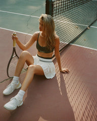 Serif Logo Mini Sports Bra - Forest/White Sporty & Rich Sale