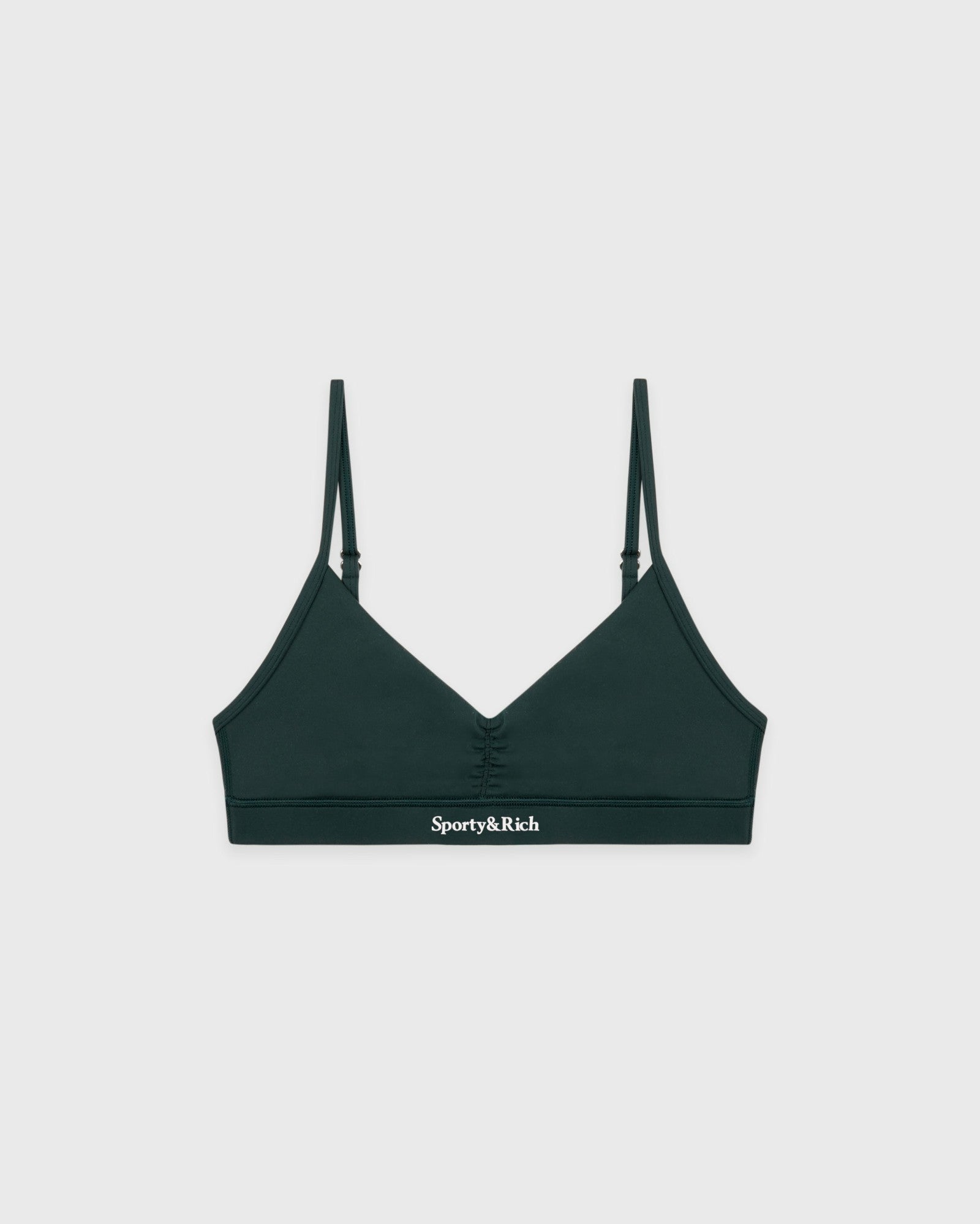 Serif Logo Mini Sports Bra - Forest/White Sporty & Rich Sale
