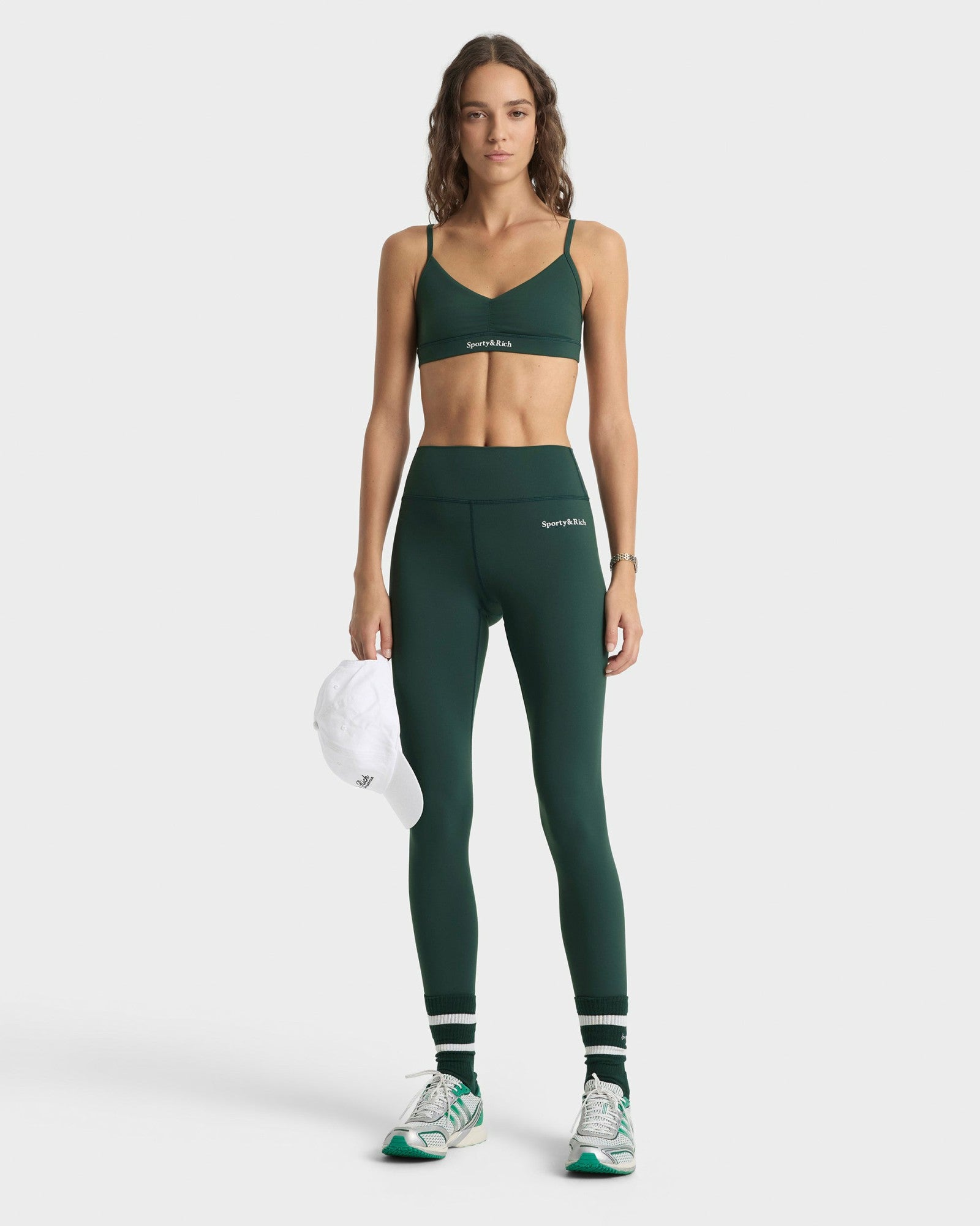 Serif Logo Legging - Forest/White Sporty & Rich Online
