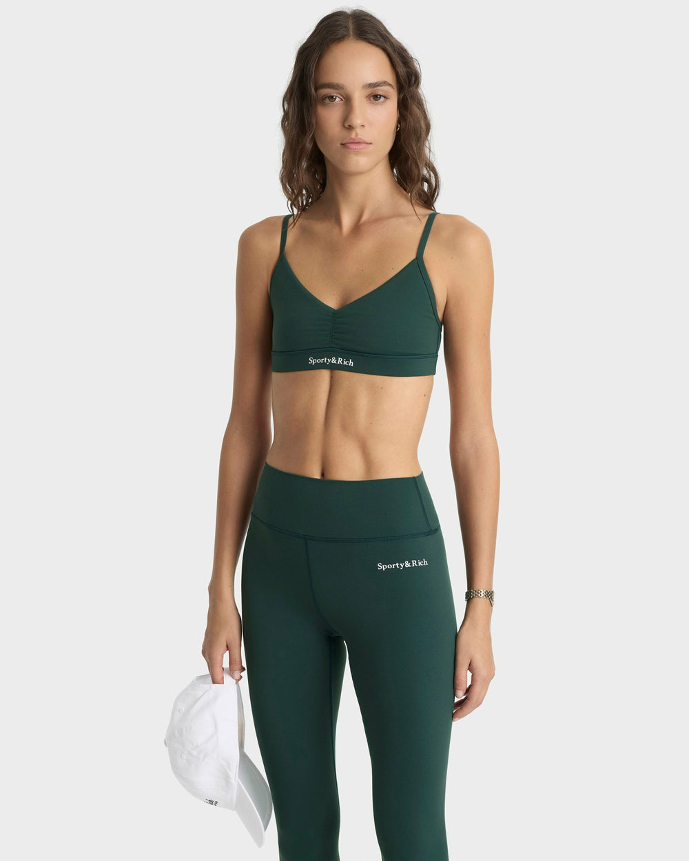 Serif Logo Legging - Forest/White Sporty & Rich Online