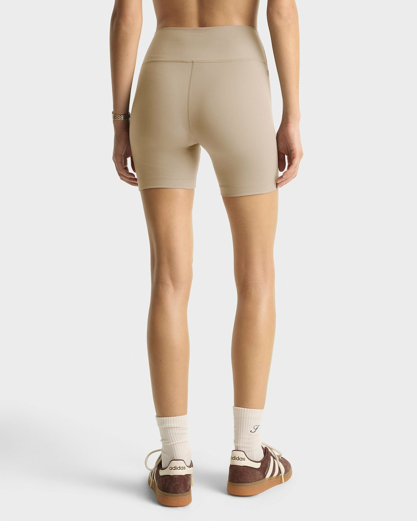 Signature Logo Biker Short - Hazelnut/White Sporty & Rich Outlet