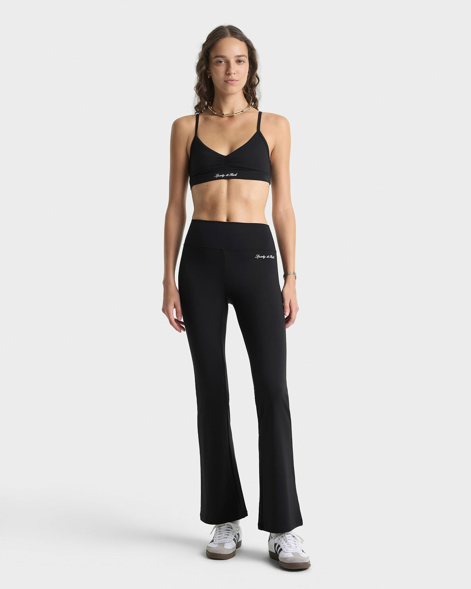 Signature Logo Flared Legging - Black/White Sporty & Rich Sale