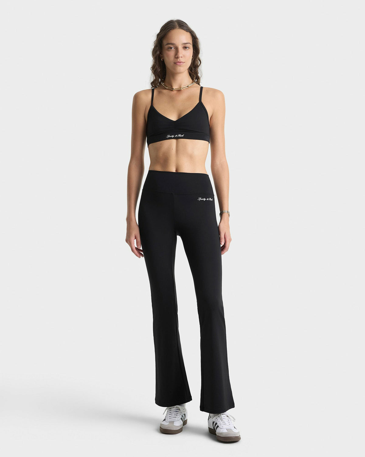 Signature Logo Flared Legging - Black/White Sporty & Rich Sale