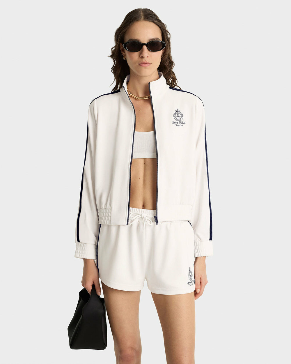 Crown Tennis Roller Short - White/Navy Sporty & Rich Sale