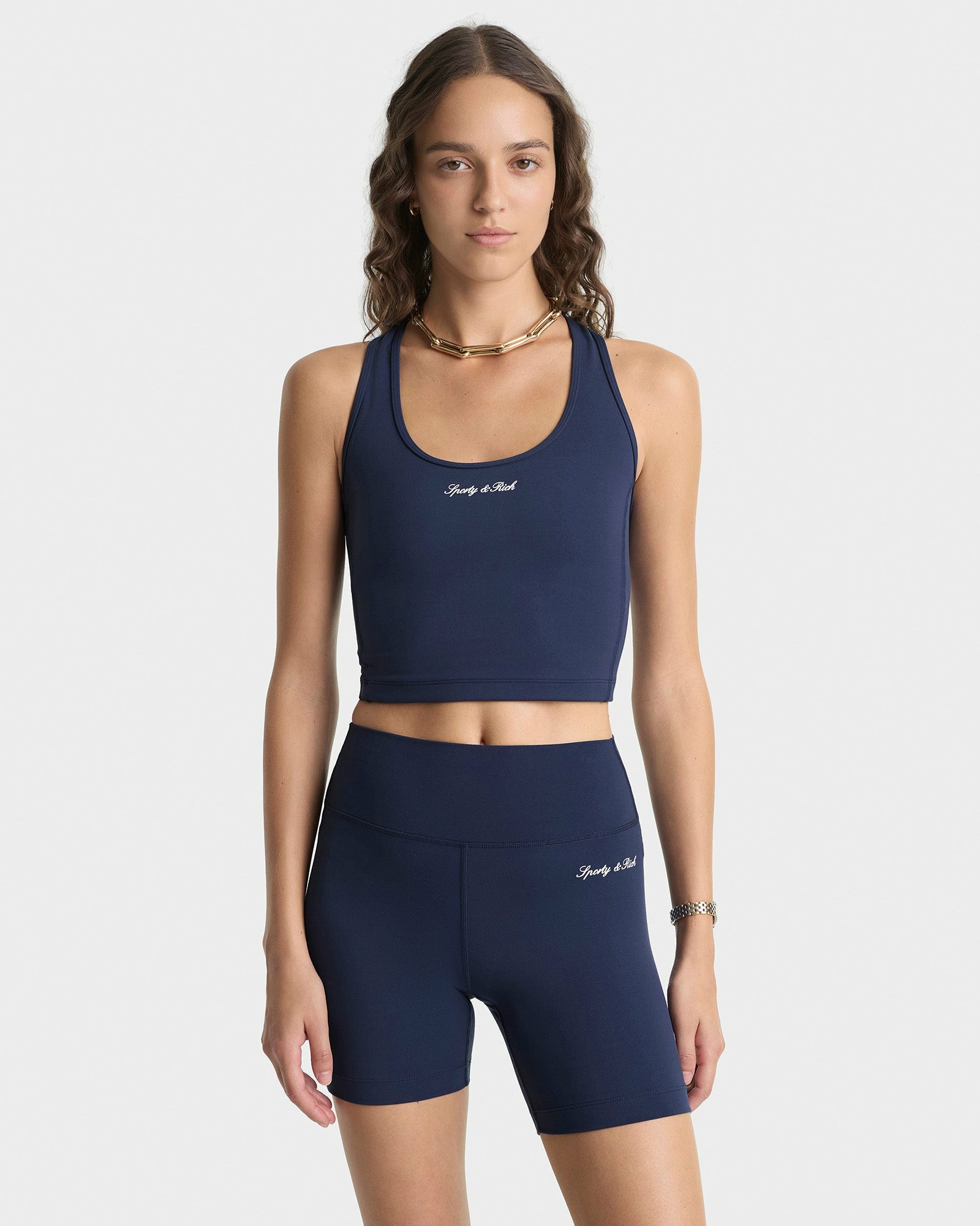 Signature Logo Biker Short - Navy/White Sporty & Rich Discount
