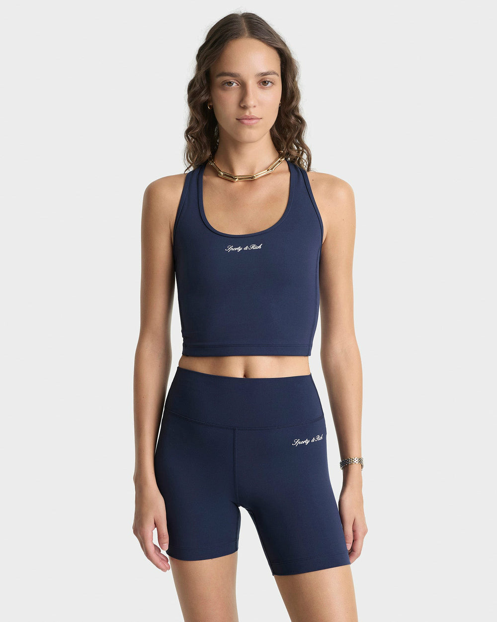 Signature Logo Biker Short - Navy/White Sporty & Rich Discount