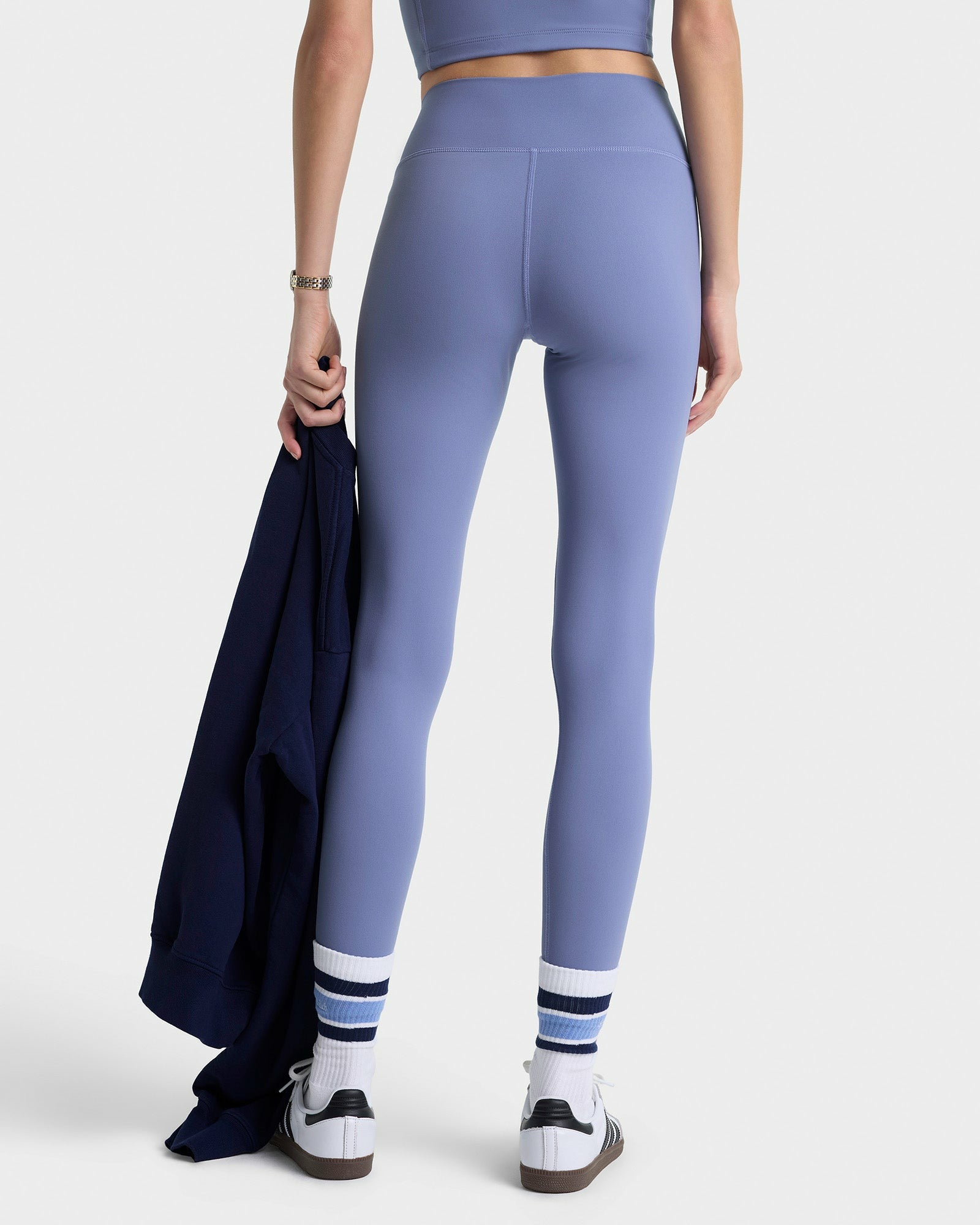 Serif Logo Legging - Colony Blue/White Sporty & Rich US