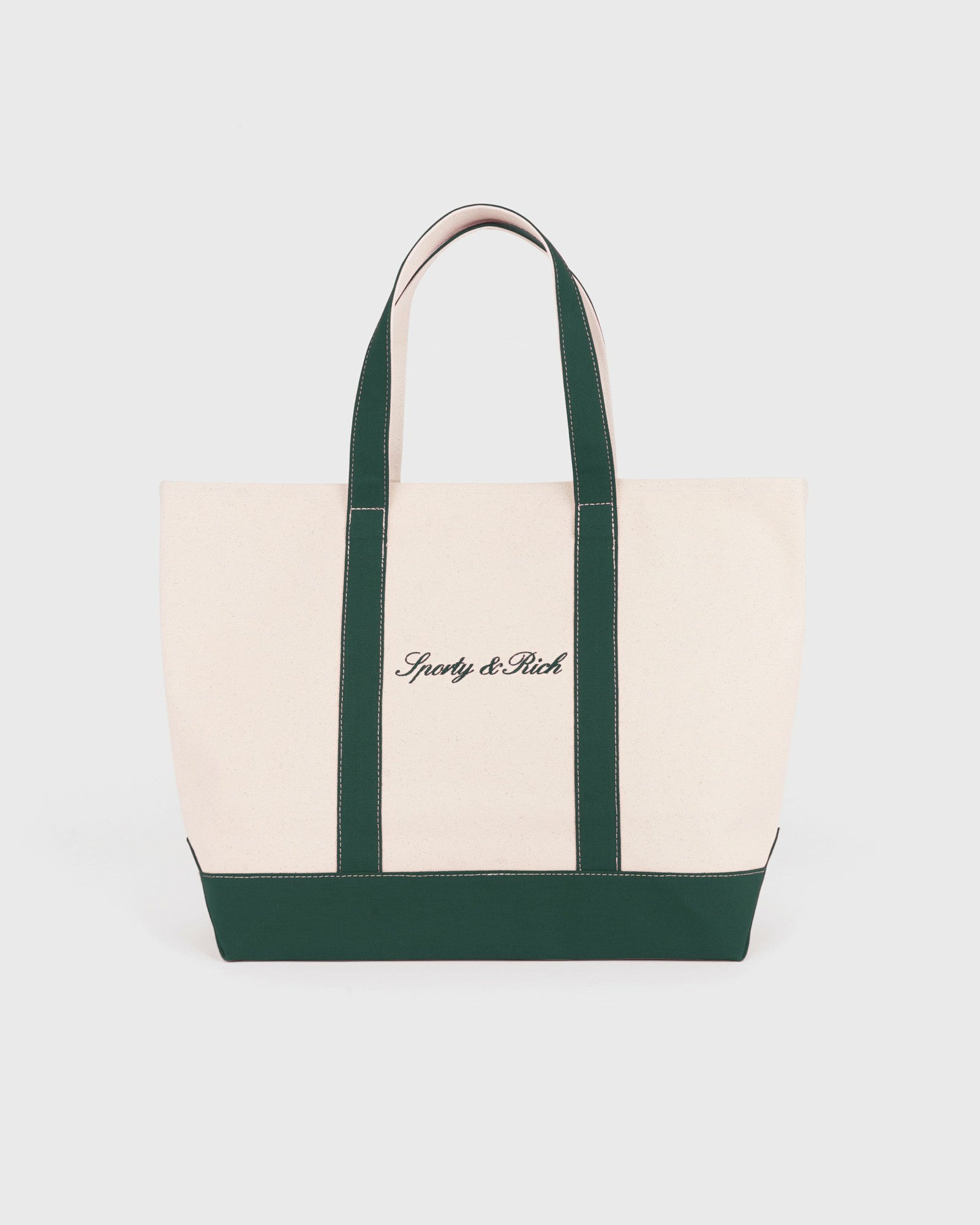 Signature Logo Large Tote - Natural/Forest Green Sporty & Rich Outlet