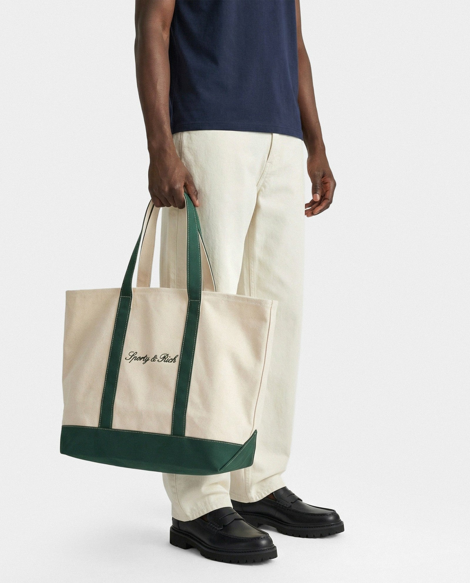 Signature Logo Large Tote - Natural/Forest Green Sporty & Rich Outlet