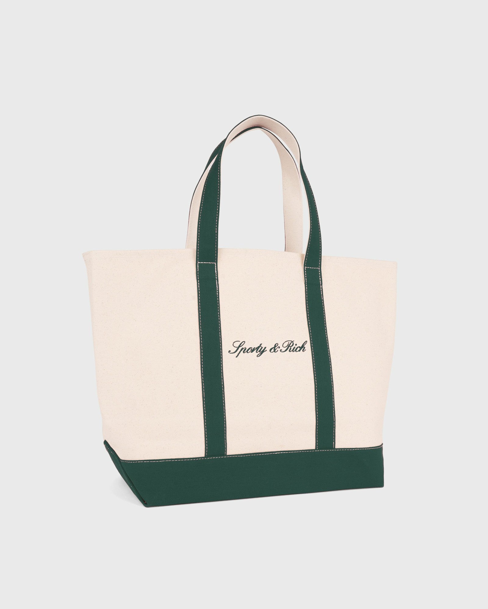 Signature Logo Large Tote - Natural/Forest Green Sporty & Rich Outlet