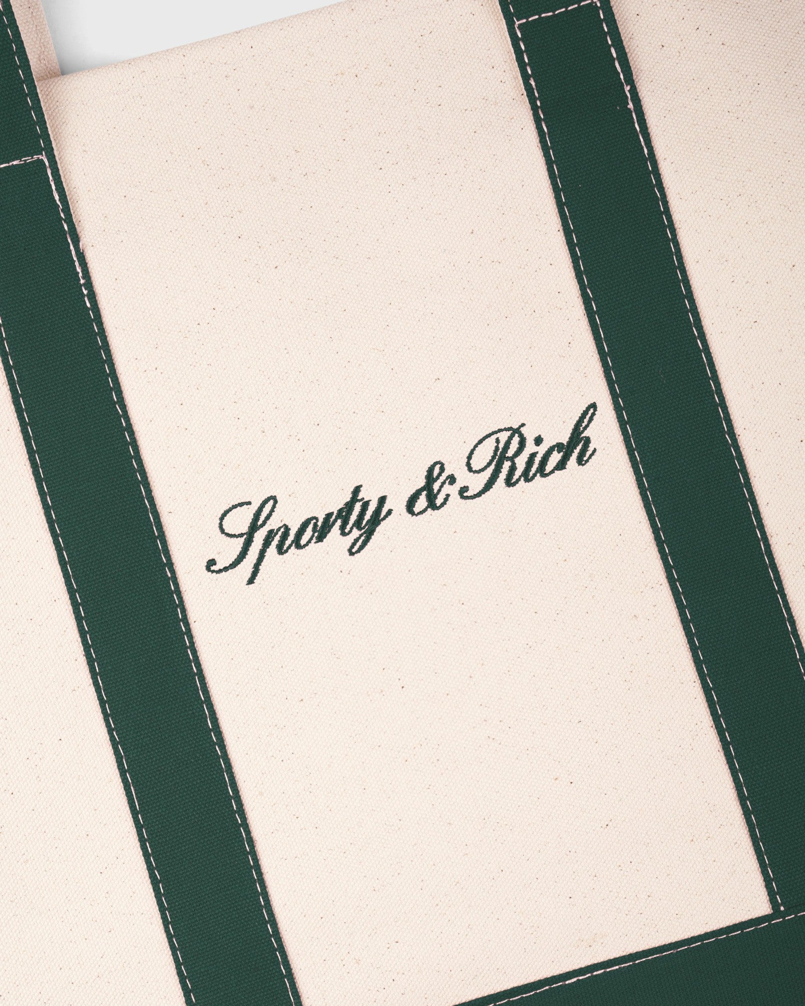 Signature Logo Large Tote - Natural/Forest Green Sporty & Rich Outlet