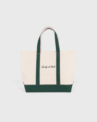 Signature Logo Medium Tote - Natural/Forest Green Sporty & Rich Online
