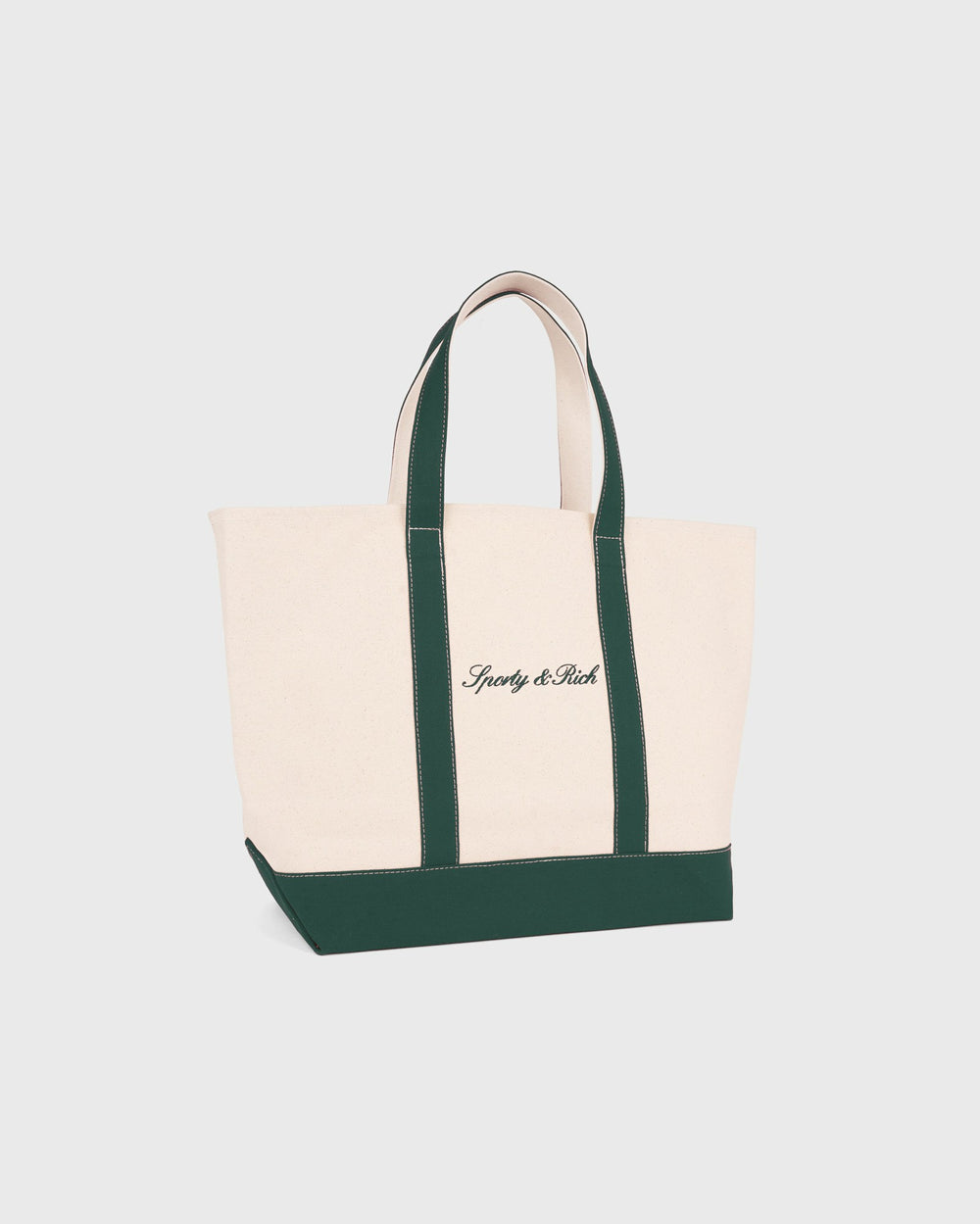 Signature Logo Medium Tote - Natural/Forest Green Sporty & Rich Online