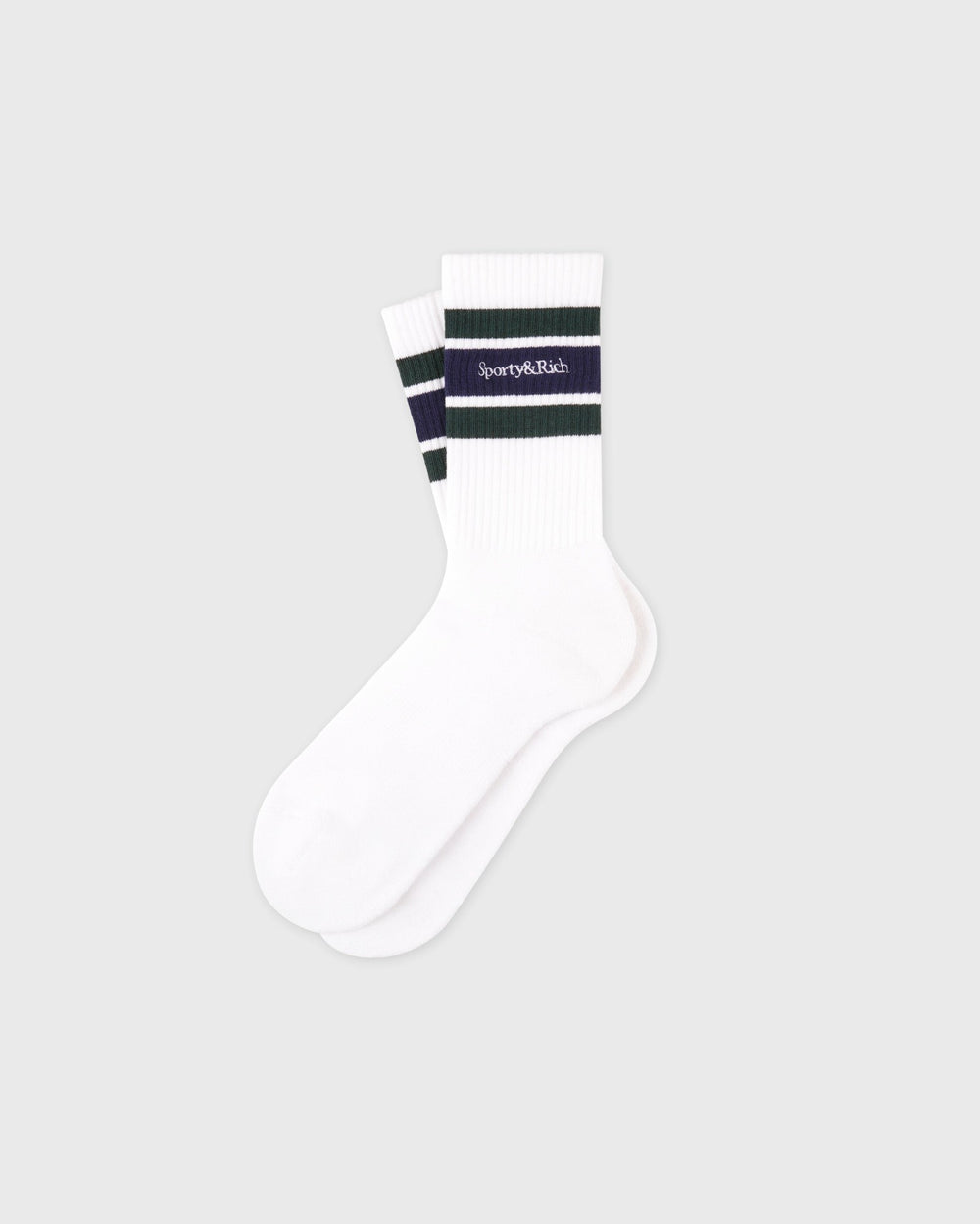 Serif Logo Socks - White/Forest/Navy Sporty & Rich US