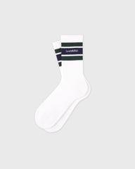 Serif Logo Socks - White/Forest/Navy Sporty & Rich US