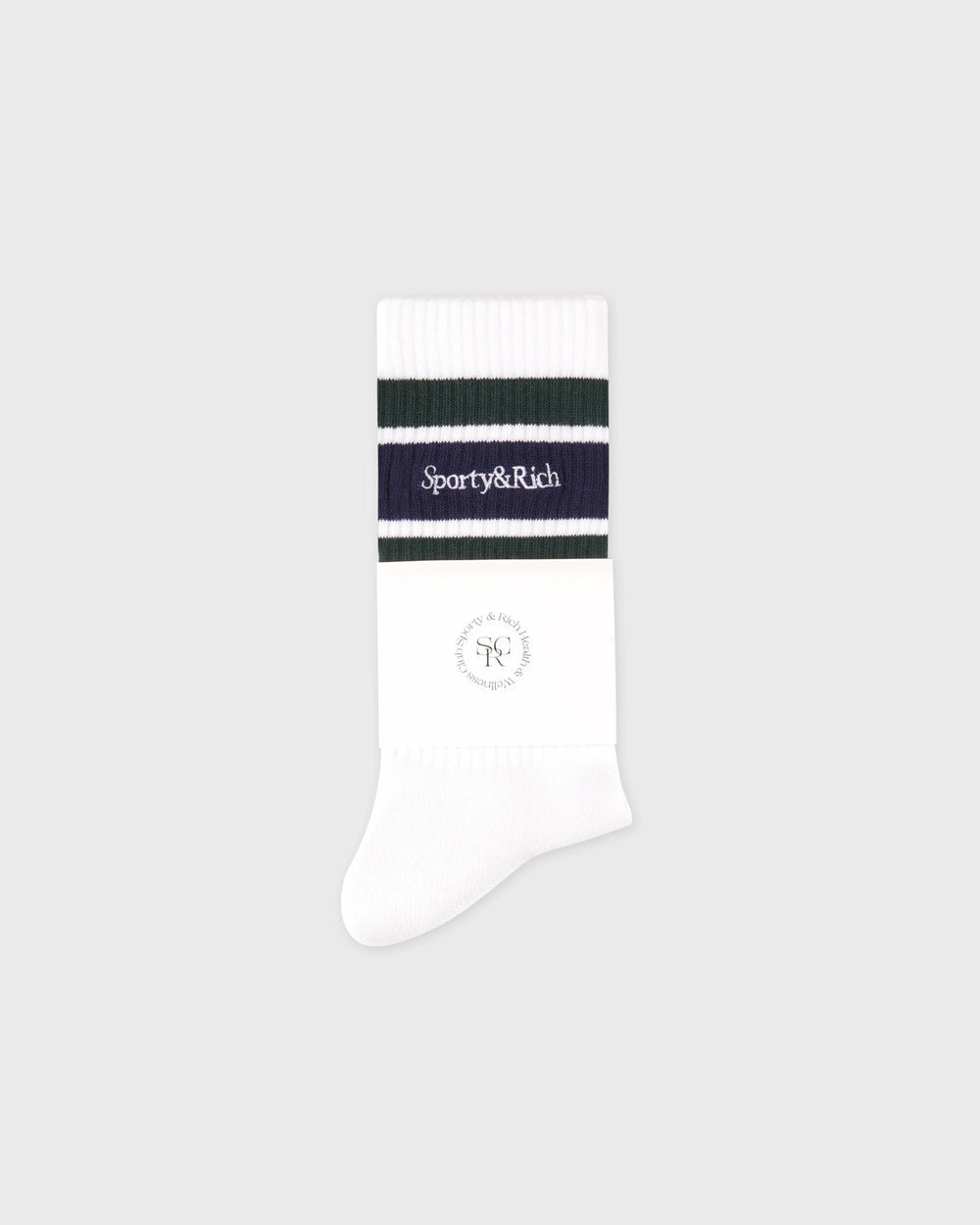 Serif Logo Socks - White/Forest/Navy Sporty & Rich US