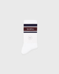 Serif Logo Socks - White/Navy/Bordeaux Sporty & Rich Sale