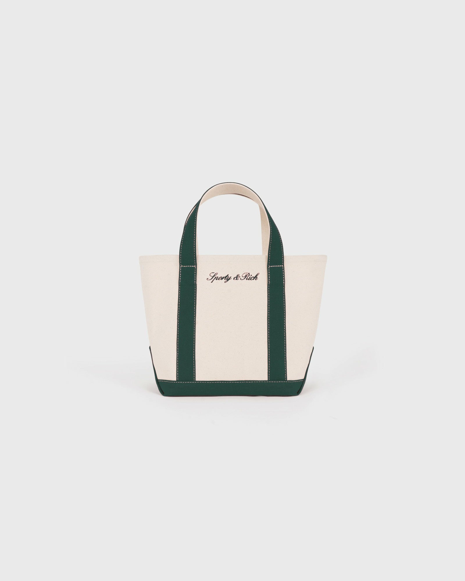 Signature Logo Mini Tote - Natural/Forest Green Sporty & Rich US
