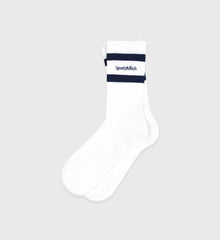 Serif Logo Socks - White/Navy Sporty & Rich Sale