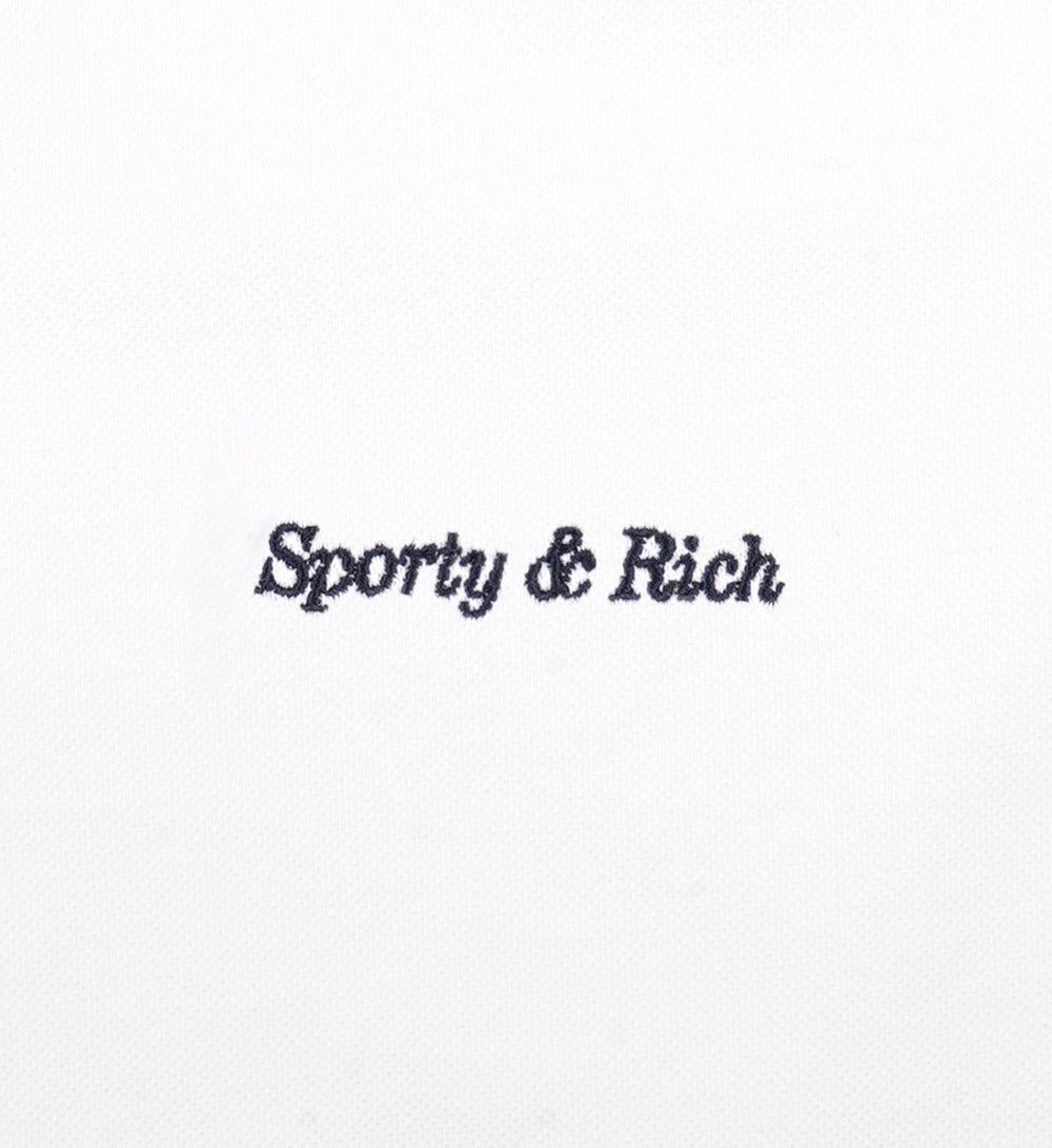 Eden Crest Embroidered Pique Short - White/Navy Sporty & Rich Outlet