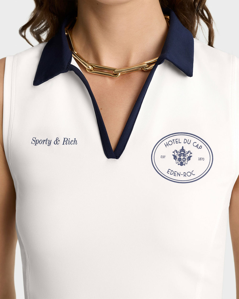 Eden Crest Sports Polo Vest - White/Navy Sporty & Rich US