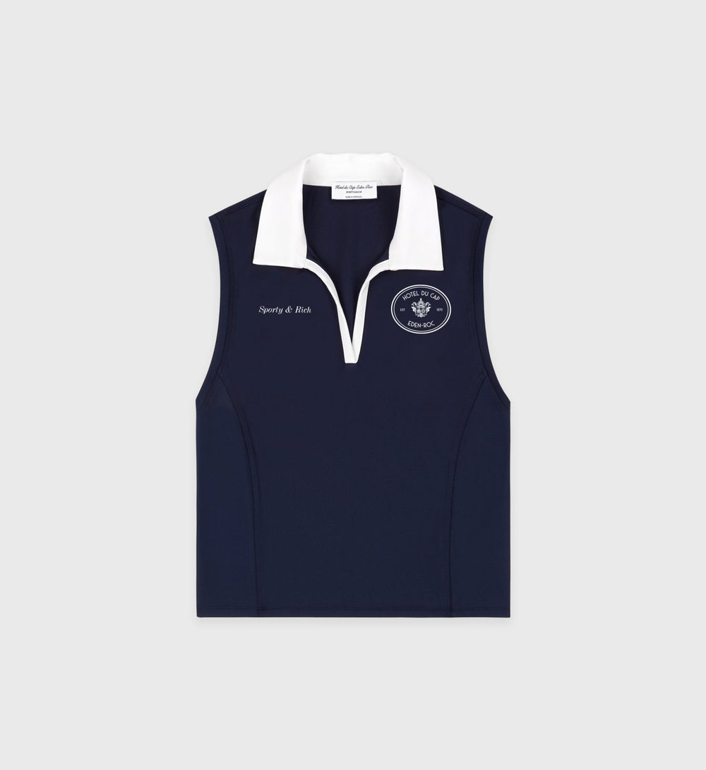 Eden Crest Sports Polo Vest - Navy/White Sporty & Rich Sale
